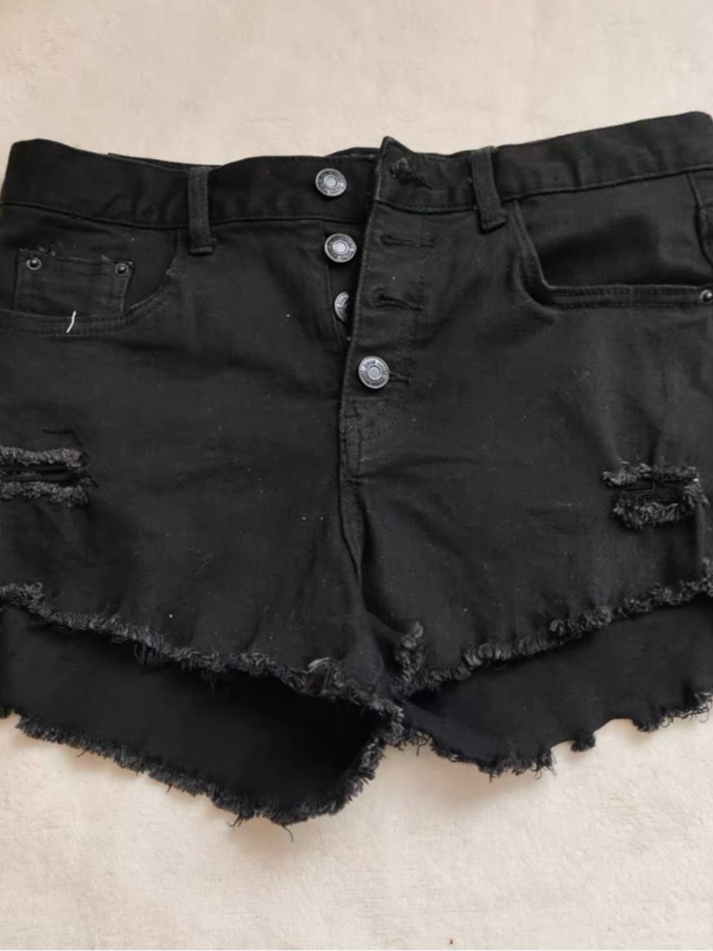 Black Distressed Women's Denim Shorts